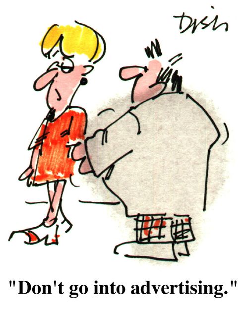 Woman to flasher "Don't go into advertising"