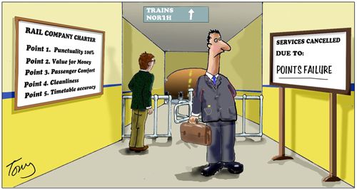 Rail service excuses: Points failure.