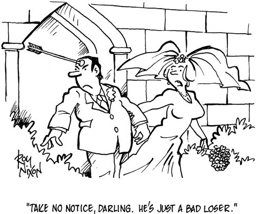 'Take no notice, darling. He's just a bad loser.'