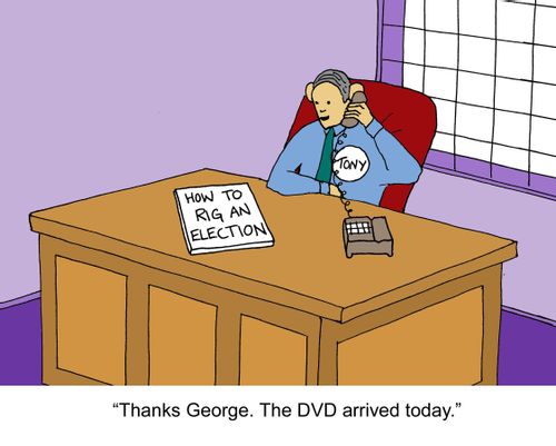 'Thanks George.  The DVD arrived today.' (How to rig an election).
