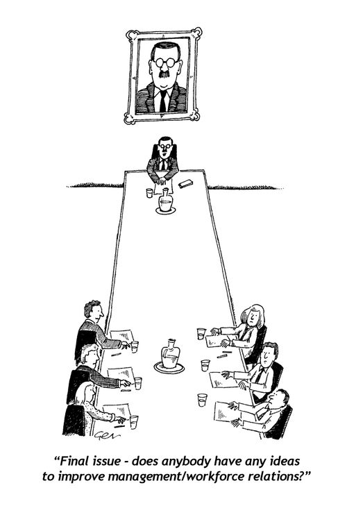 "Final issue - does anybody have any ideas to improve management/workforce relations?"