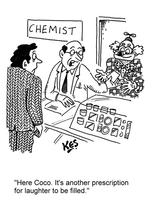 'Here Coco. It's another prescription for laughter to be filled.'