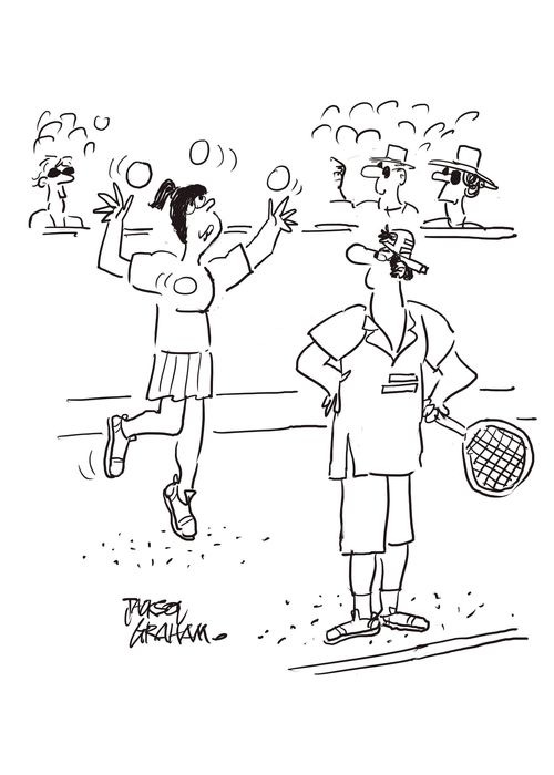 Tennis ball girl.