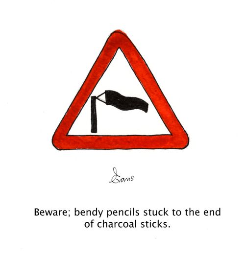 Beware; bendy pencils stuck to the end of charcoal sticks.