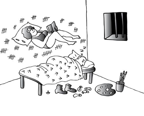 Prisoner had painted a woman on his cell wall.
