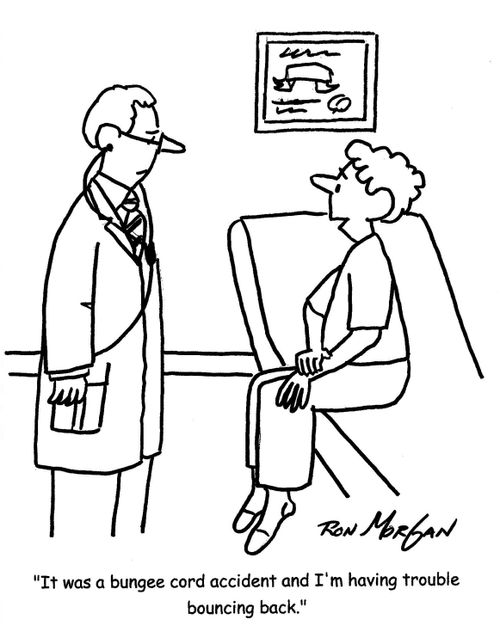 'It was a bungee cord accident and I'm having trouble bouncing back.'