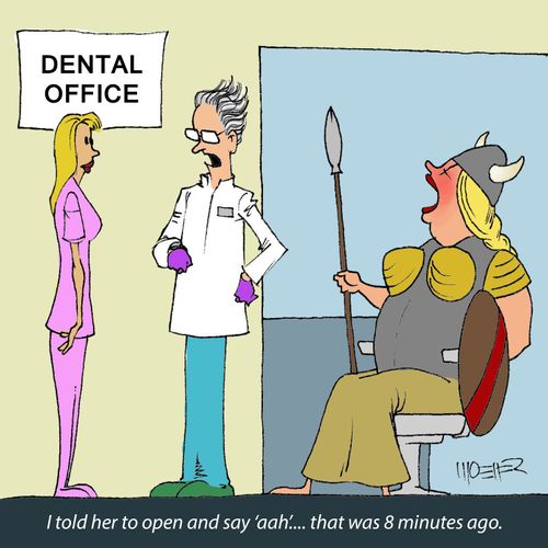 'I told her to open and say 'aah'.... that was 8 minutes ago.'
