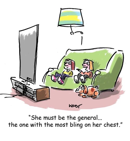 'She must be the general...the one with the most bling on her chest.'