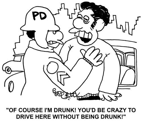 'Of course I'm drunk! You'd be crazy to drive here without being drunk!'