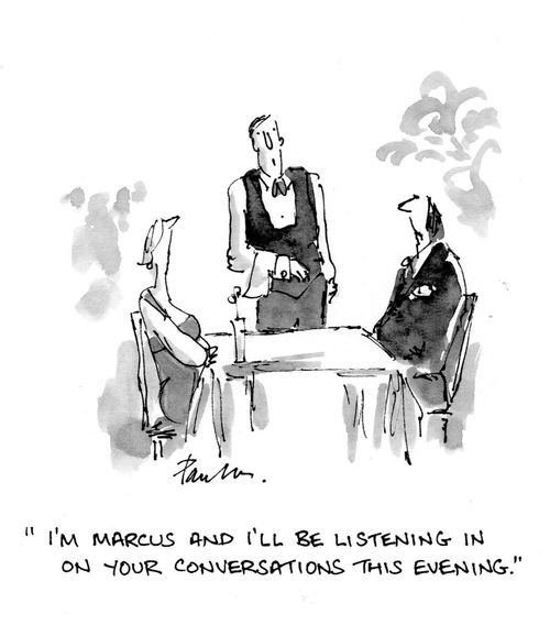 'I'm Marcus and I'll be listening in on your conversations this evening.'