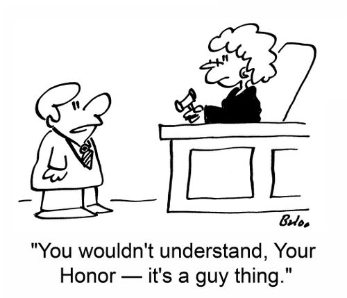 'You wouldn't understand, Your Honor -- it's a guy thing.'