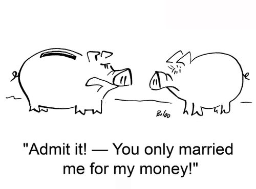 'Admit it! -- You only married me for my money!'