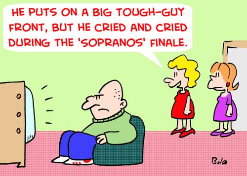 'He puts on a big tough-guy front, but he cried and cried during the 'Sopranos' finale.'