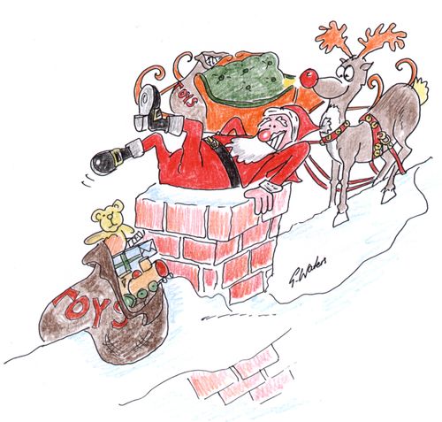Santa Claus Stuck in Chimney