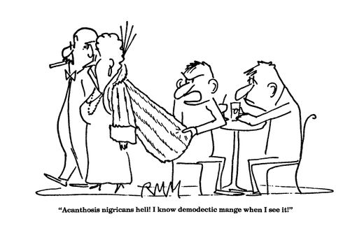 'Acanthosis nigricans hell! I know demodectic mange when I see it!'