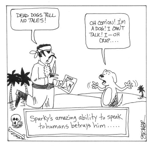 'Sparky's amazing ability to speak to humans betrays him...'