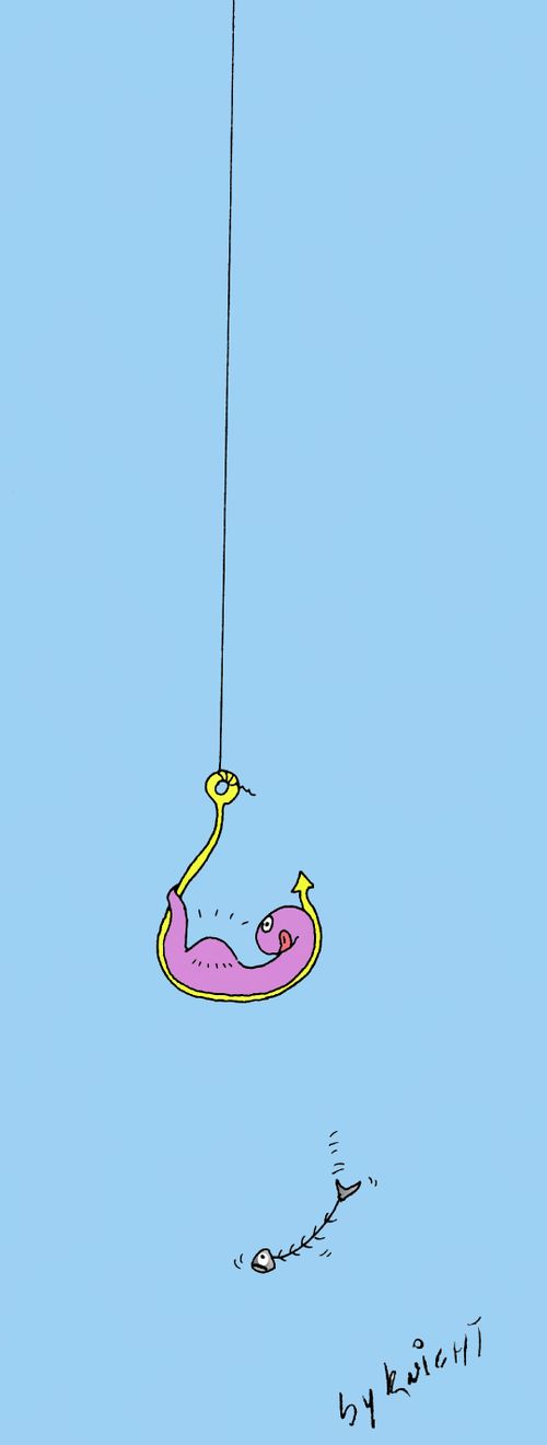 Worm eats the fish.