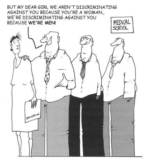 "...we're discriminating against you because we're men!"