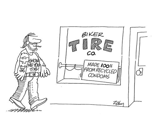 Biker Tyre Inc: Made 100% from recycled condoms.
