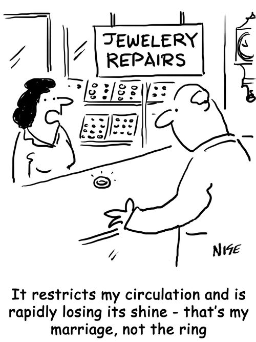 "It restricts my circulation and is rapidly losing its shine - that's my marriage, not the ring."