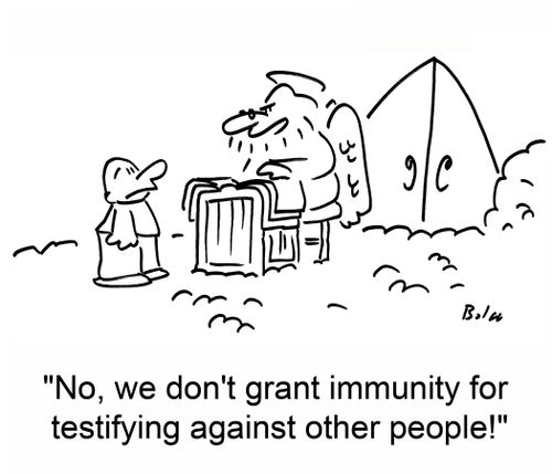 "No, we don't grant immunity for testifying against other people!"