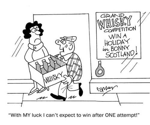 'With my luck I can't expect to win after ONE attempt!'