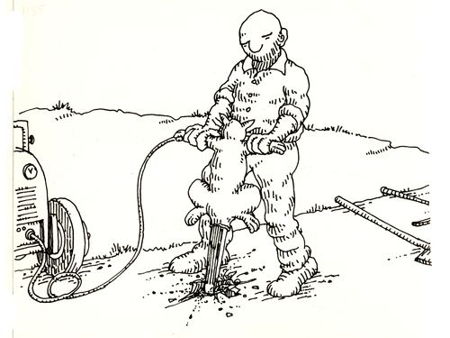 101 uses of a dead cat: pneumatic drill.