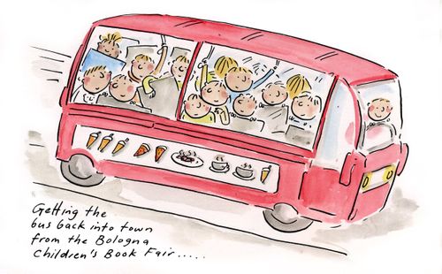 Getting the bus back into town from the Bologna Children's Book Fair...