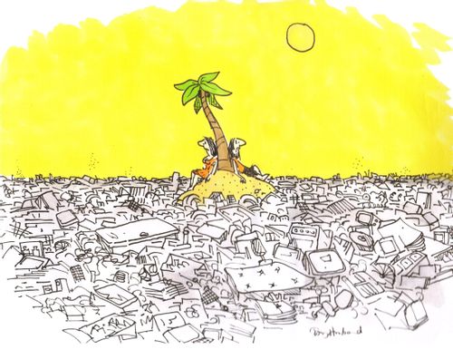 Sea of rubbish.
