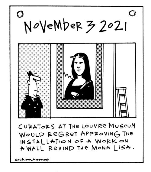Curators at the Louvre museum would regret approving the installation of a work on a wall behind the Mona Lisa.