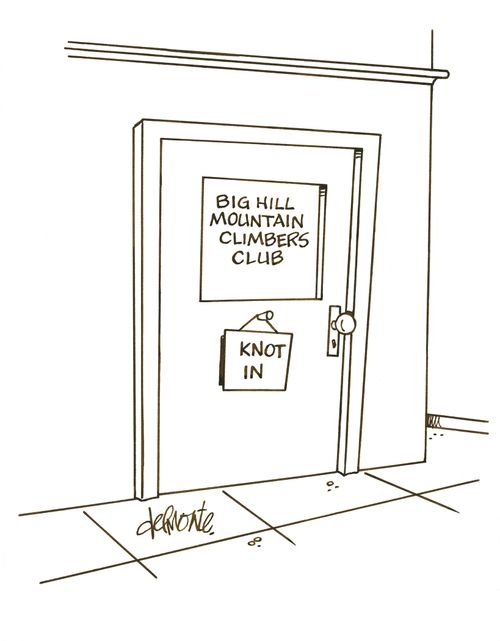 Sign on a door of the Big Hill Mountain Climbers Club Knot In.