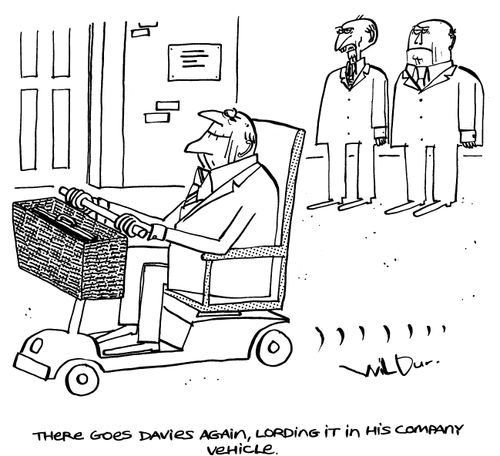 'There goes Davies again, lording it in his company vehicle.'