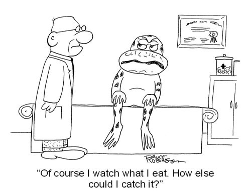 'Of course I watch what I eat. How else  could I catch it?' 