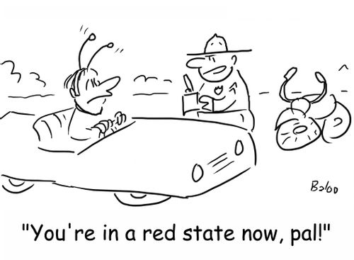 'You're in a red state now, pal!'