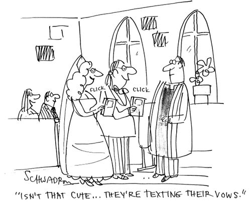 'Isn't that cute...they're texting their vows.'