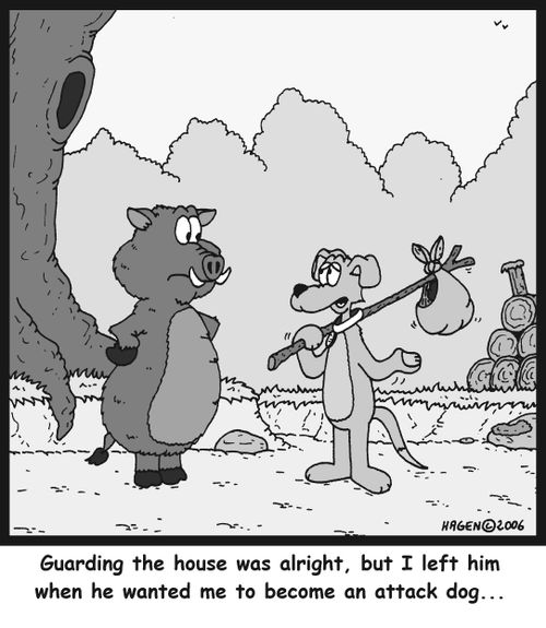 'Guarding the house was alright, but I left him when he wanted me to become an attack dog...'