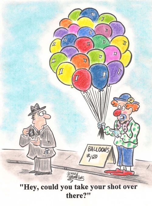Clown with balloons to diabetic: 'Hey, could you take your shot over there?'