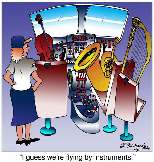  'I guess we're flying by instruments.'