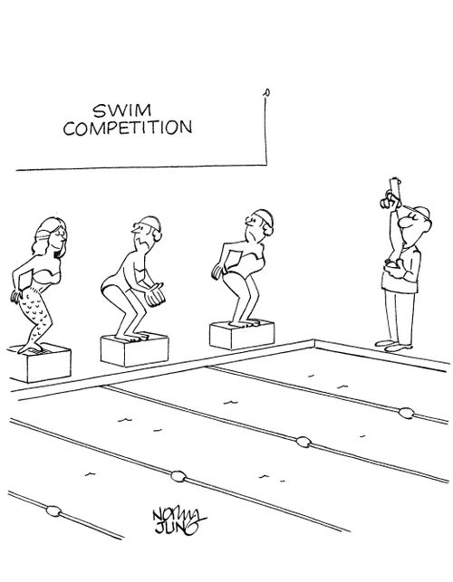 Mermaid is participating in a swim competition