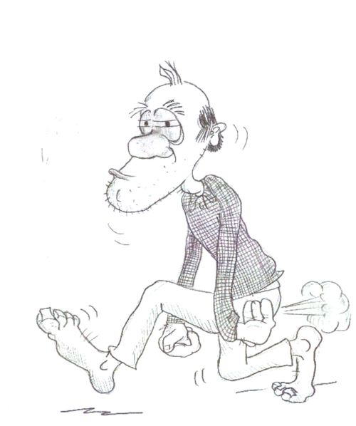 Man walking and farting.