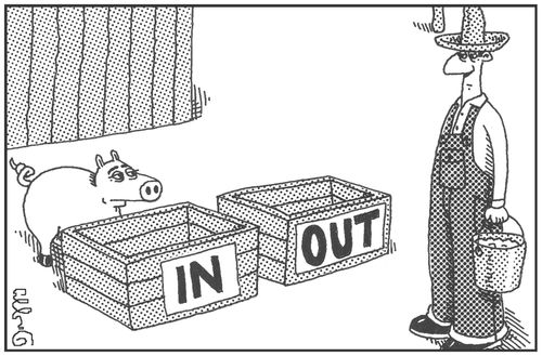 IN and OUT slop troughs.