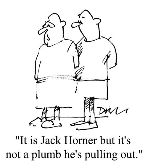 "It is Jack Horner but it's not a plum he's pulling out!"