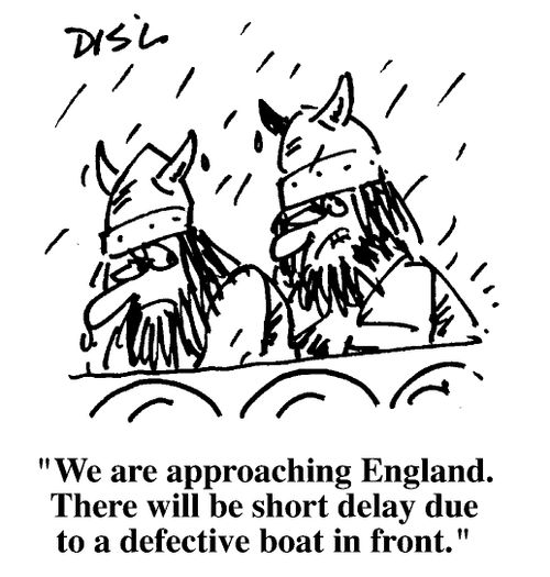 "We are approaching England, there will be a short delay due to a defected boat in front"