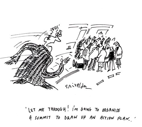 Accident - 'Let me through! I'm going to organise a summit to draw up an action plan...!'