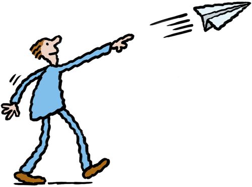 Man throwing a paper dart.