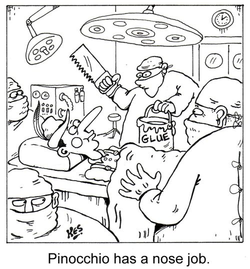 Pinocchio has a nose job.