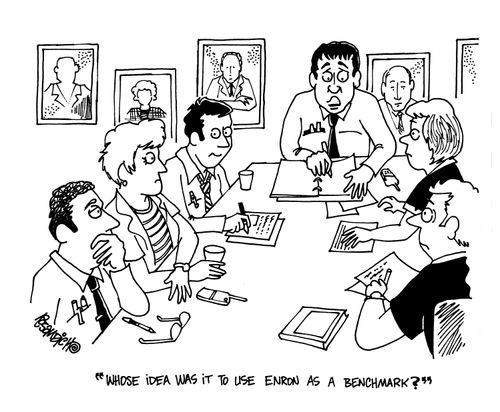 'Whose idea was it to use enron as a benchmark?'