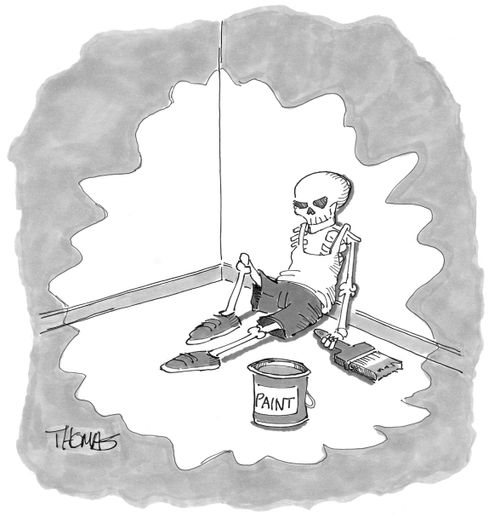 Man paints himself into corner. 