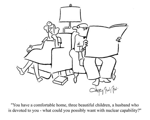 'You have a comfortable home, three beautiful children, a husband who is devoted to you - what could you possibly want with nuclear capability?'