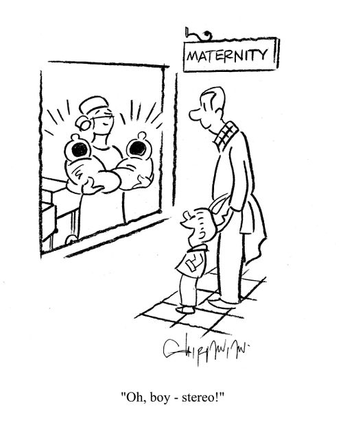 Maternity ward: 'Oh boy - stereo!'